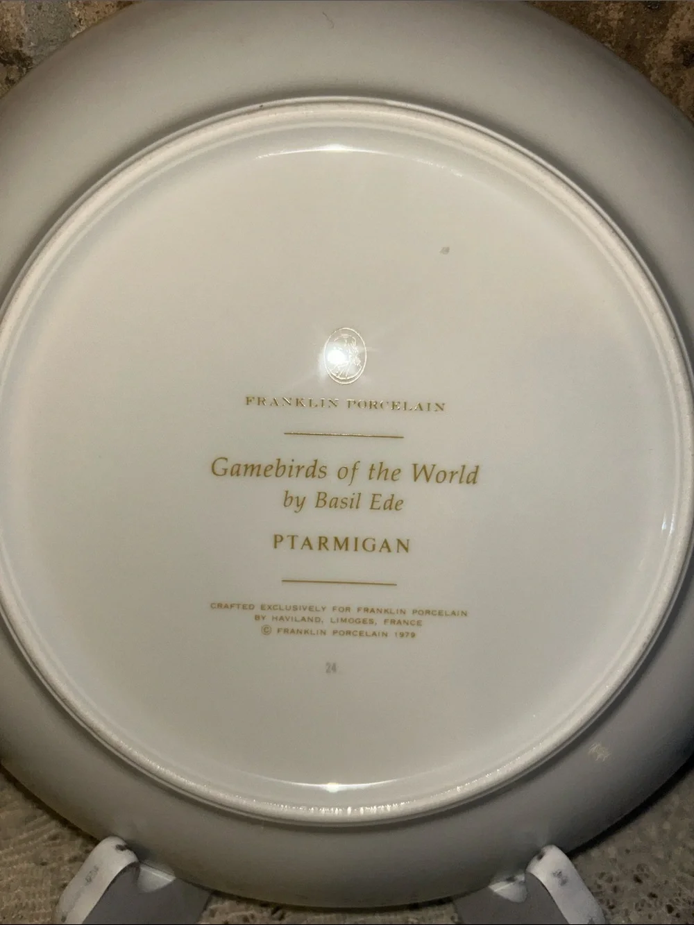1979 Franklin porcelain Gamebirds of the world By Basil Ede Ptarmigan